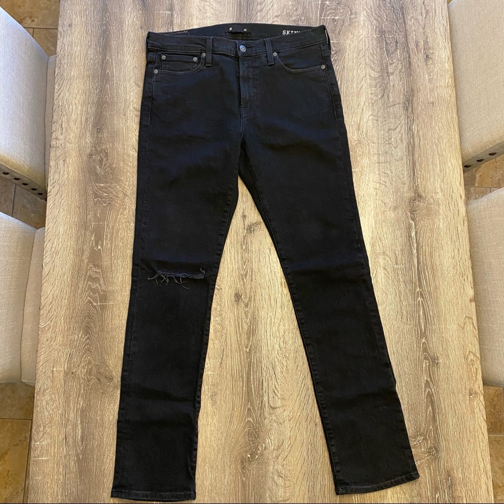 Madewell Black Skinny Fit Jeans With Knee Rip W32xL32